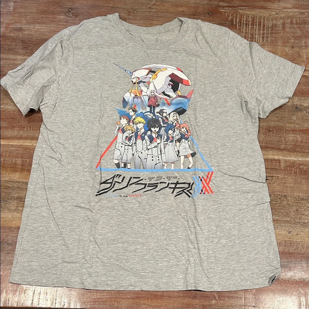 Darling in the FranXX Slim-Fit Soft Cotton Tee in Heather Grey from Redbubble